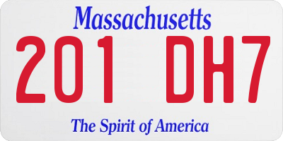 MA license plate 201DH7