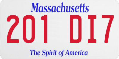 MA license plate 201DI7