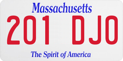 MA license plate 201DJ0