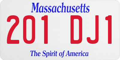 MA license plate 201DJ1