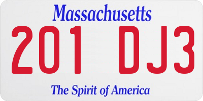 MA license plate 201DJ3