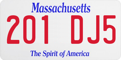 MA license plate 201DJ5