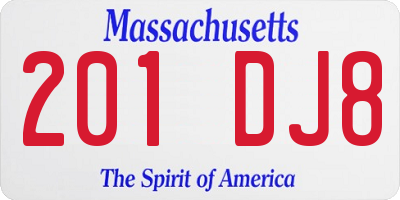 MA license plate 201DJ8