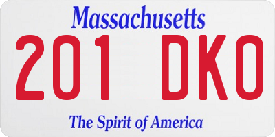 MA license plate 201DK0