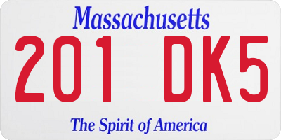 MA license plate 201DK5