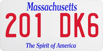 MA license plate 201DK6