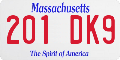 MA license plate 201DK9