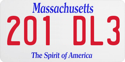 MA license plate 201DL3