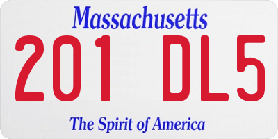 MA license plate 201DL5