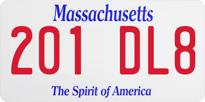 MA license plate 201DL8