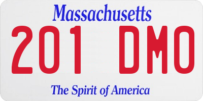MA license plate 201DM0