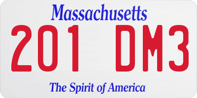 MA license plate 201DM3