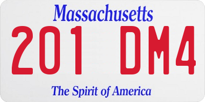 MA license plate 201DM4