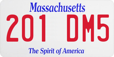 MA license plate 201DM5