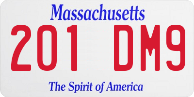 MA license plate 201DM9