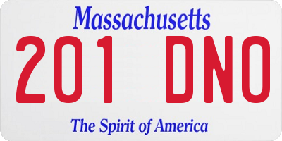 MA license plate 201DN0