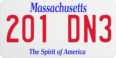 MA license plate 201DN3