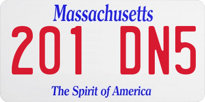 MA license plate 201DN5