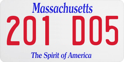 MA license plate 201DO5
