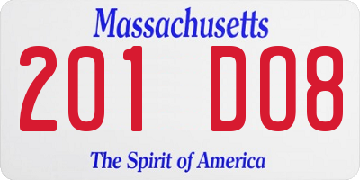 MA license plate 201DO8