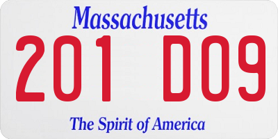 MA license plate 201DO9