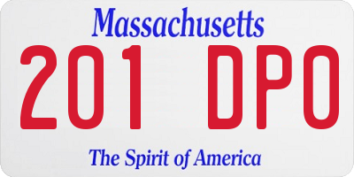 MA license plate 201DP0