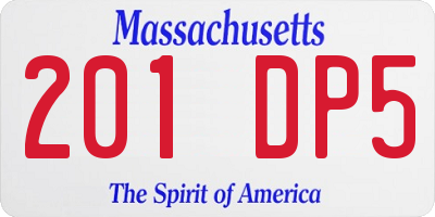 MA license plate 201DP5