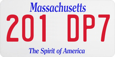 MA license plate 201DP7