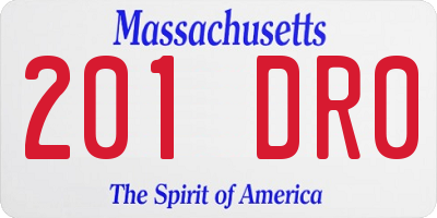 MA license plate 201DR0
