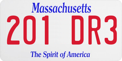 MA license plate 201DR3