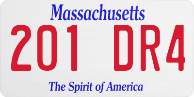 MA license plate 201DR4