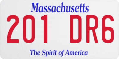 MA license plate 201DR6