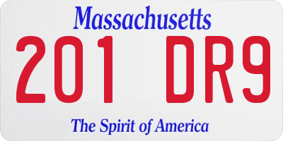 MA license plate 201DR9
