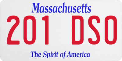 MA license plate 201DS0