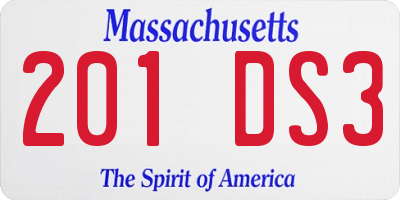 MA license plate 201DS3