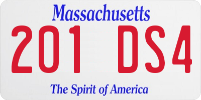 MA license plate 201DS4