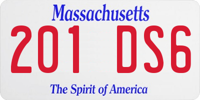 MA license plate 201DS6