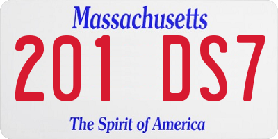 MA license plate 201DS7