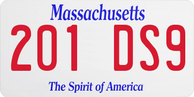 MA license plate 201DS9
