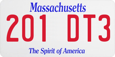 MA license plate 201DT3