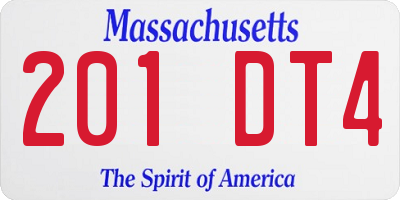 MA license plate 201DT4