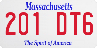 MA license plate 201DT6