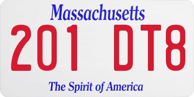 MA license plate 201DT8