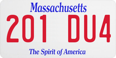 MA license plate 201DU4