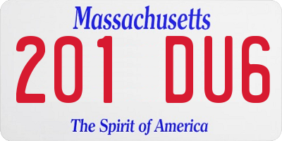 MA license plate 201DU6