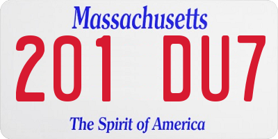 MA license plate 201DU7