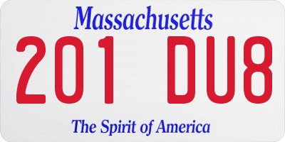 MA license plate 201DU8