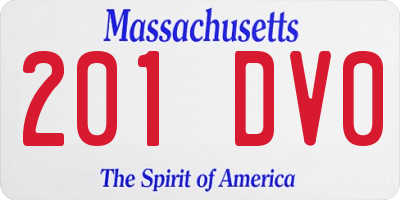MA license plate 201DV0