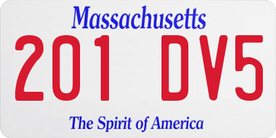 MA license plate 201DV5