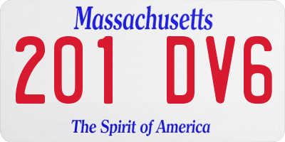 MA license plate 201DV6